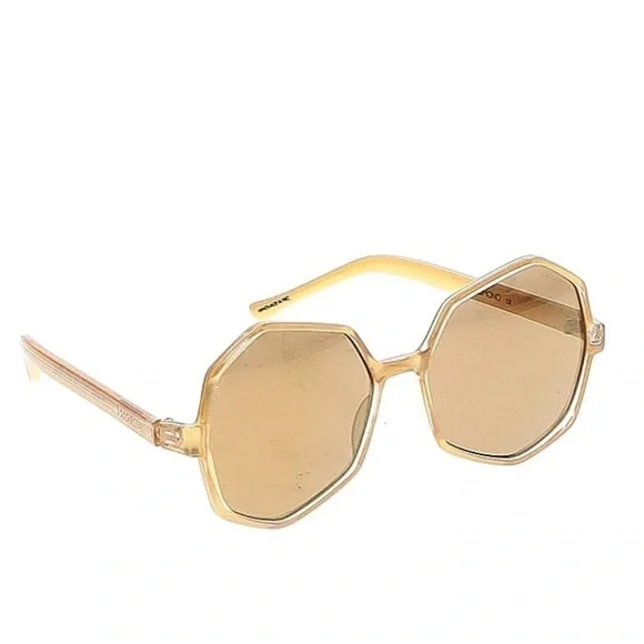 KOMONO Bonnie Clear Gold Sunglasses NEW Geometric Oversized